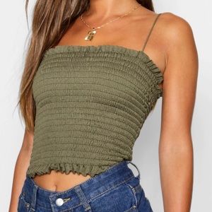 Boohoo Squared Neck Shirred Top